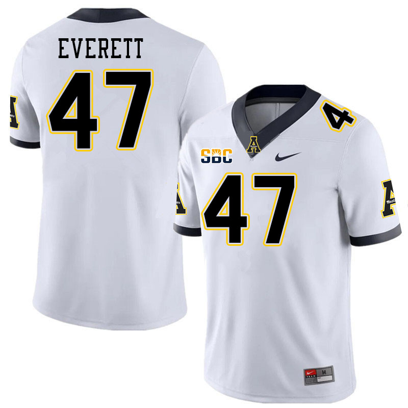 Men #47 Carter Everett Appalachian State Mountaineers College Football Jerseys Stitched Sale-White